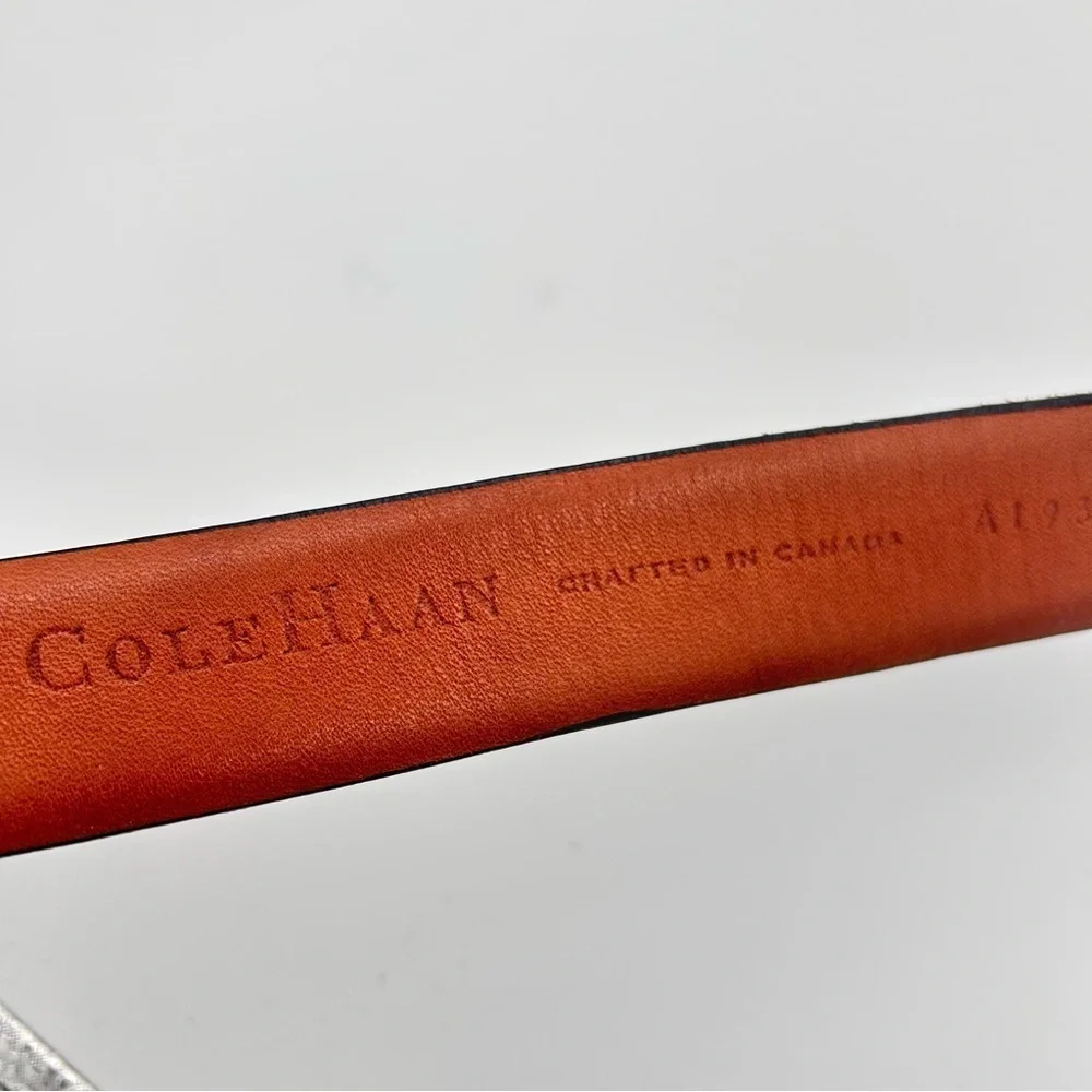 Coach dark brown leather belt silver buckle size 42